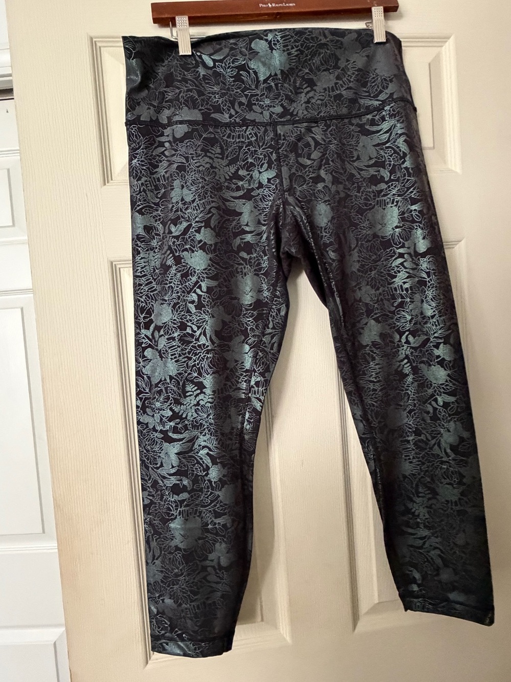 lululemon athletica Black Leggings with Metallic Floral Print